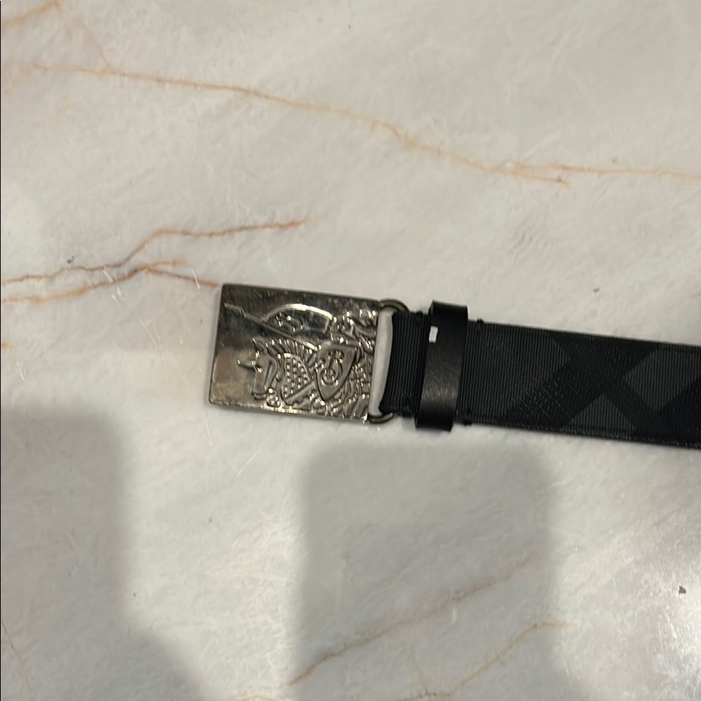 Burberry Black Belt with Silver Buckle